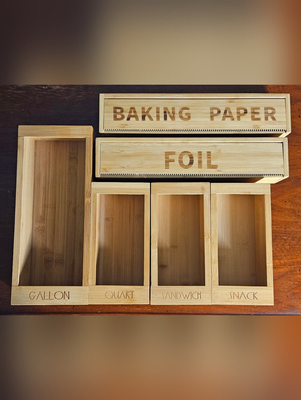 Bamboo Kitchen Organizers - Bags, Foil & Paper - 6 pc Set
